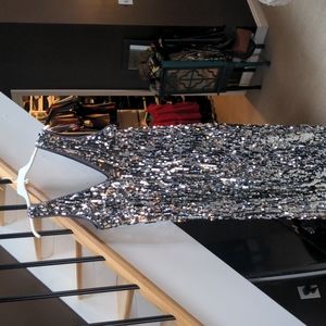 Anthropologie - Silver Sequins Jumpsuit by Maeve